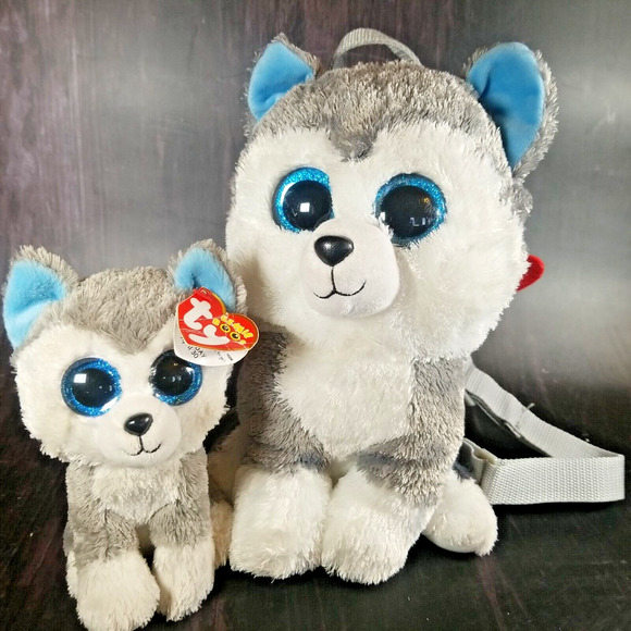 TY Beanie Boos Husky Dog Slush Plush Backpack, And Small Slush Stuffed Animal - Picture 1 of 16
